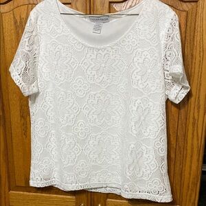 Sag Harbor White Boxy Short Sleeve Blouse